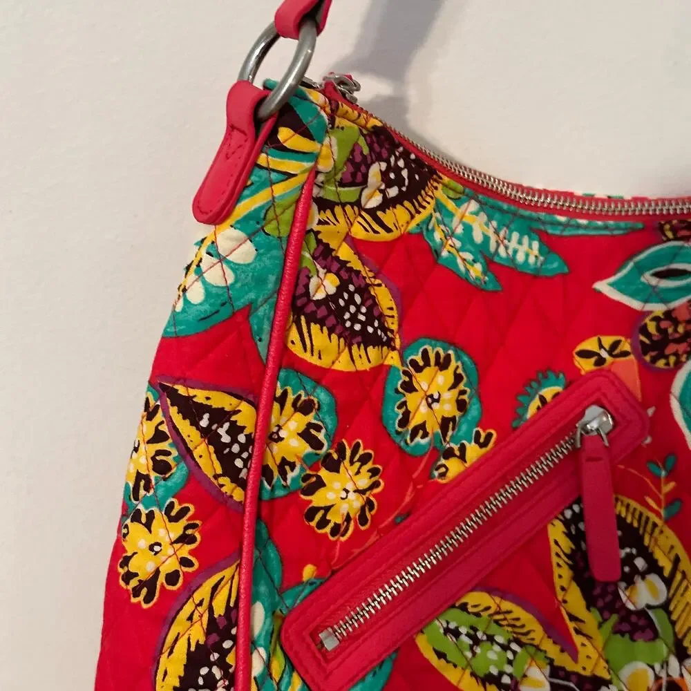 Vera Bradley NEW Vivian Hobo Bag Red Rumba Red Floral Print Crossbody Tote Purse